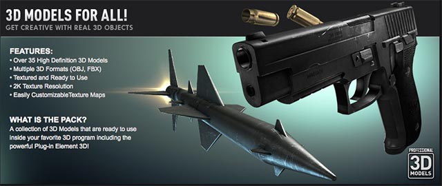 Video Copilot Projectile Weapons Model Pack