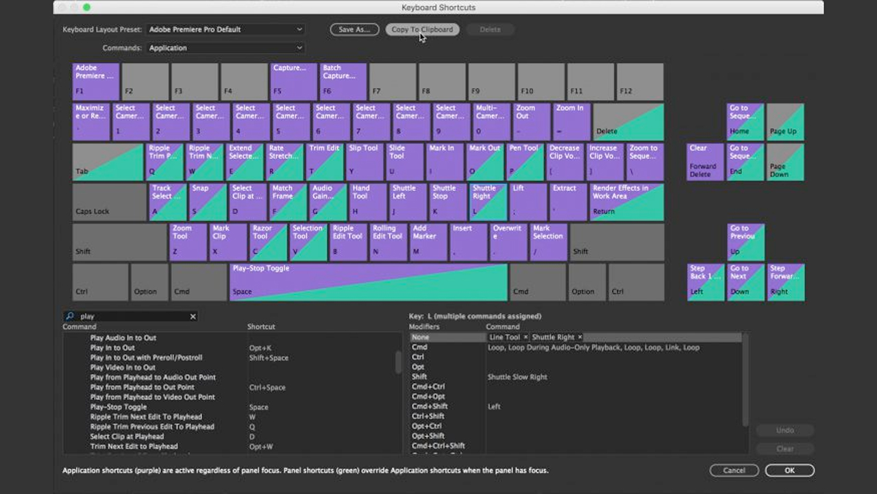 Premiere Pro keyboard shortcuts