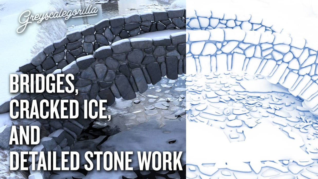 C4D: From Images to Splines to Geometry – Bridges, Cracked Ice, and Stone Work