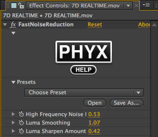 PHYX Effect Controls