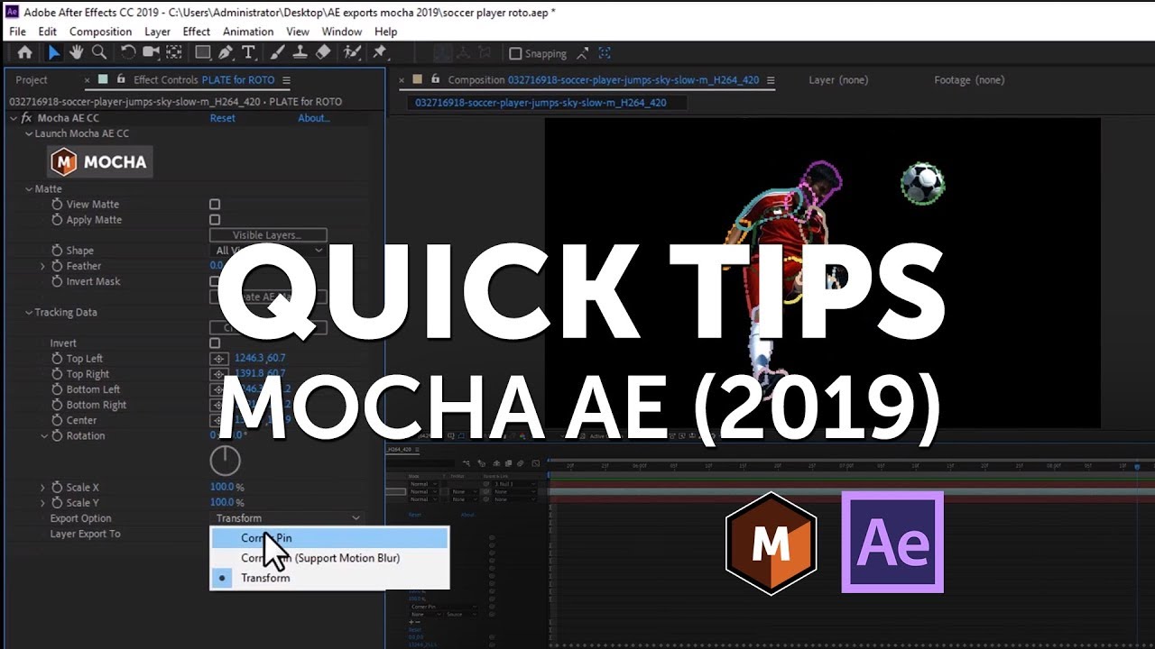 Mocha AE 2019 Export Workflow for Adobe After Effects