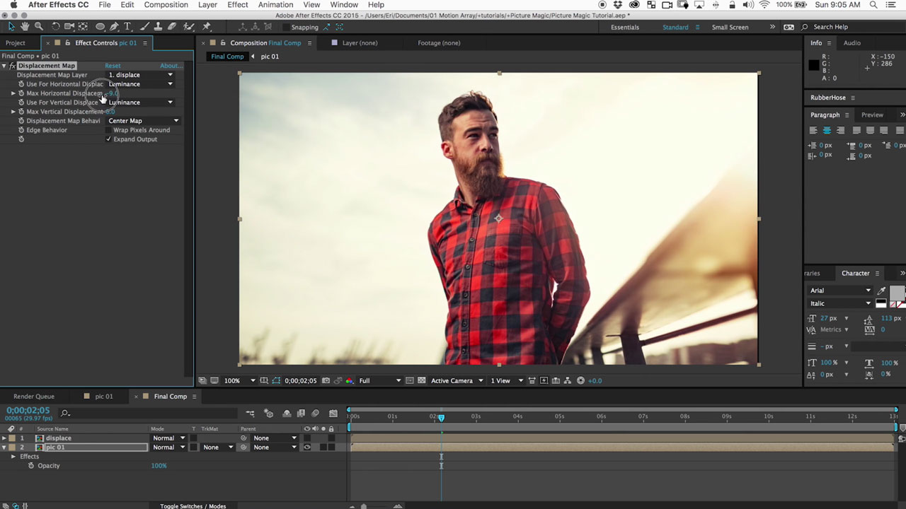 After Effects: Create Camera Moves on 2D Images Using Displacements