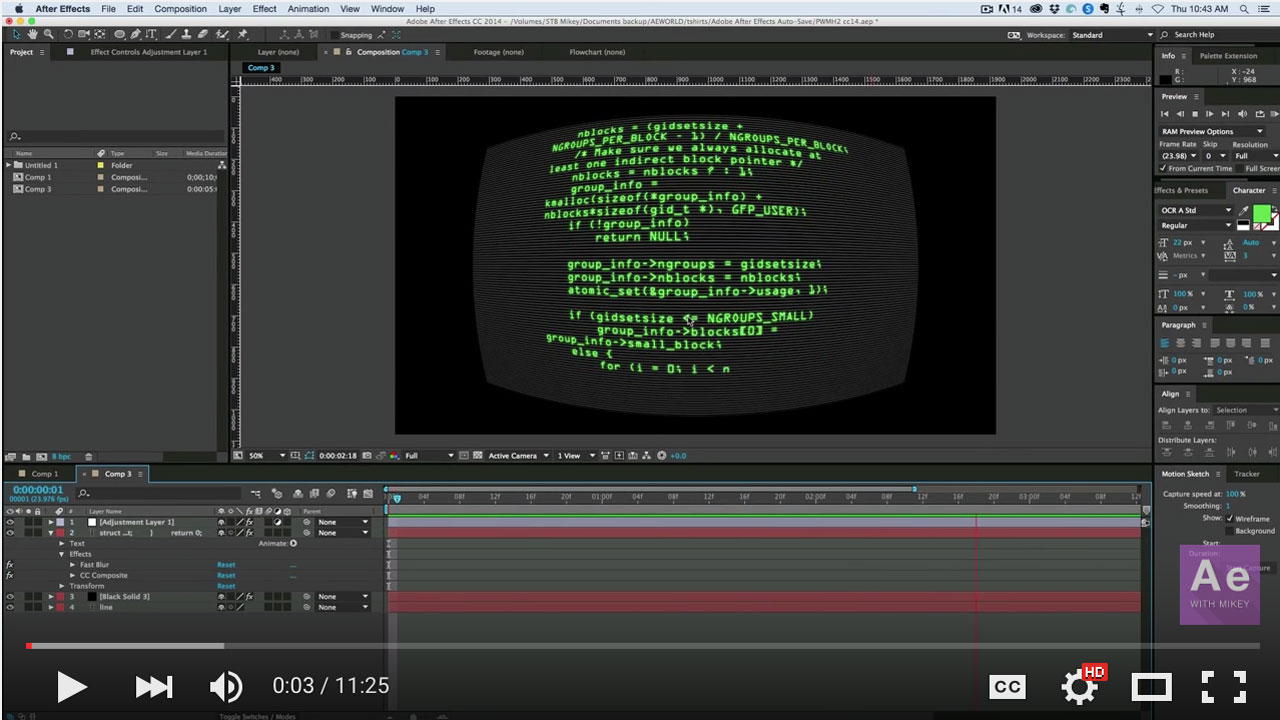 Tutorial: Scrolling hacker text for FUI in After Effects