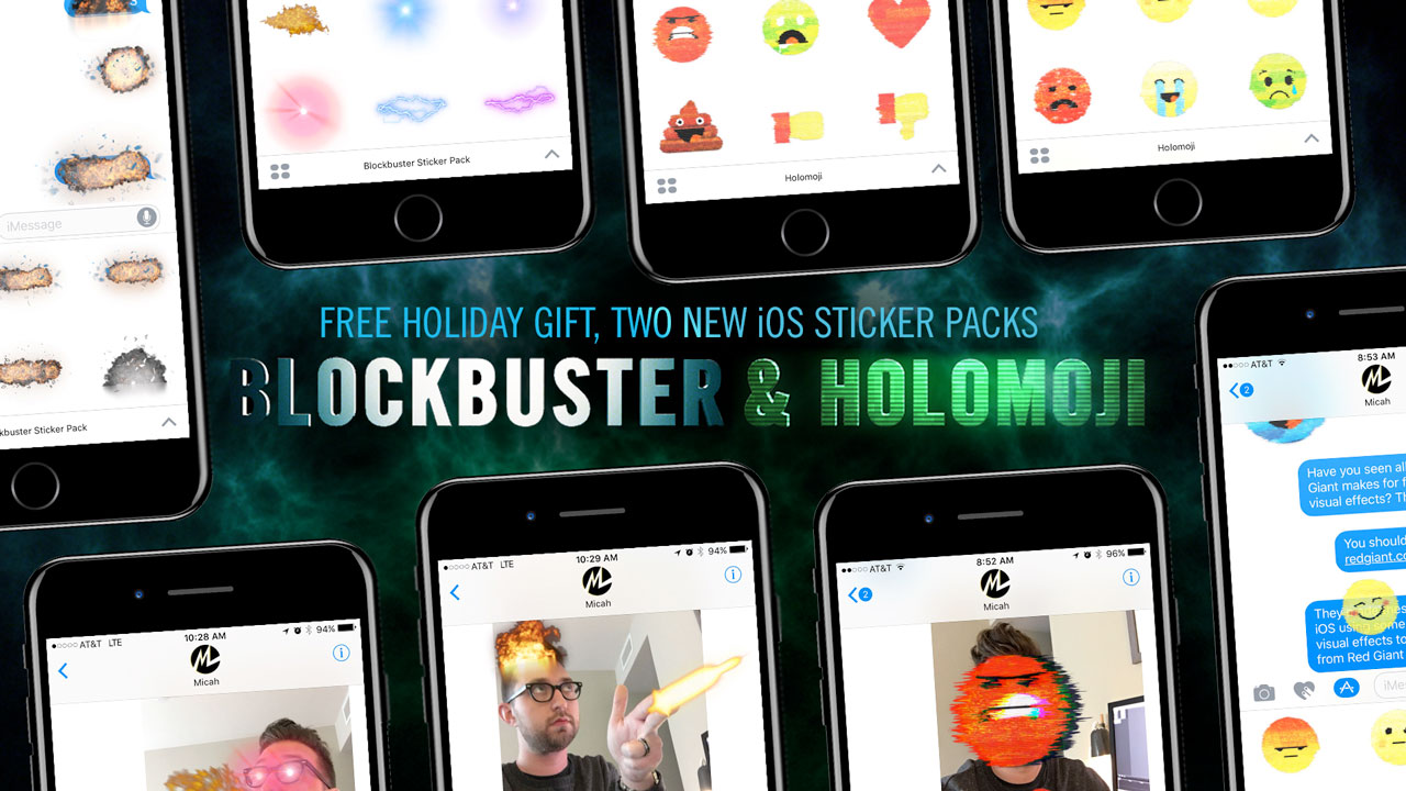 Freebie: Red Giant Releases Free Explosive and Holographic iMessage Sticker Packs for iOS