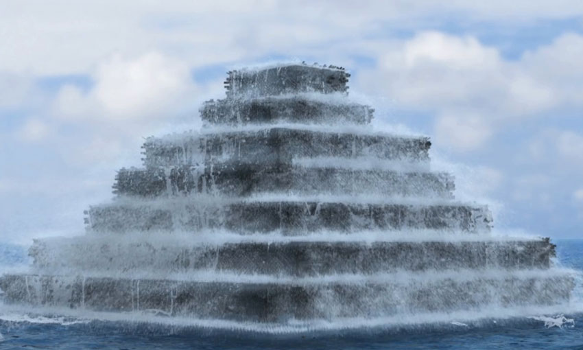 RealFlow: Water Displacement – Space Pyramid Rise