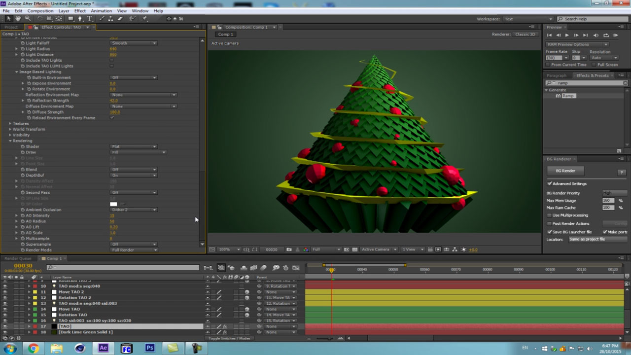 Low poly Cupcake Christmas tree with Trapcode Tao