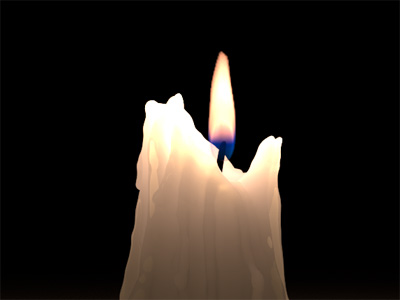 Burning candle in Autodesk Maya